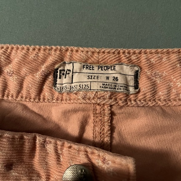 Free people corduroy pants peach with flowers size 26 - Picture 3 of 5